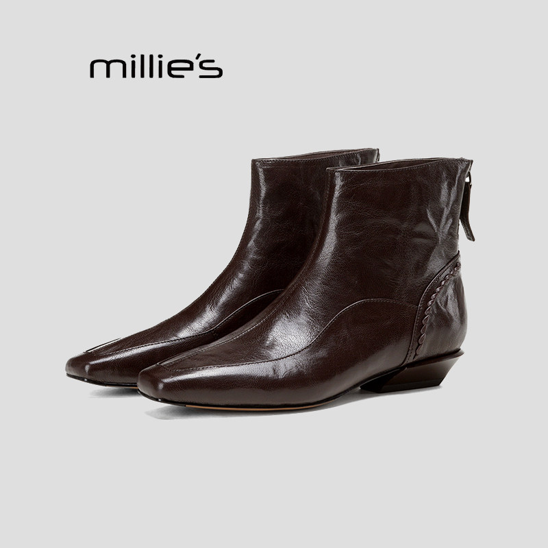 MILLIE'S妙丽切尔西靴棕色巨好看
