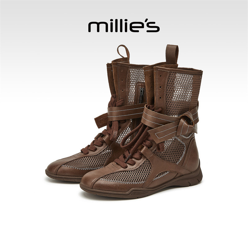 妙丽官方旗舰店休闲网面凉靴女夏拳击猎鸭靴系带圆头百搭单靴大码,女鞋,汉服鞋,淘宝优惠券,粉丝福利购,淘宝优惠卷