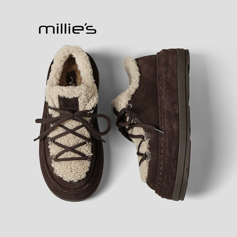 MILLIE'S/妙丽秋冬女鞋加绒保暖厚底增高乐福鞋豆豆鞋软深口单鞋Q,女鞋,休闲板鞋,淘宝优惠券,粉丝福利购,淘宝优惠卷