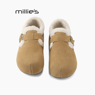 毛毛鞋 妙丽加绒保暖勃肯鞋 雪地棉鞋 子Z 一脚蹬懒人秋冬款 MILLIE
