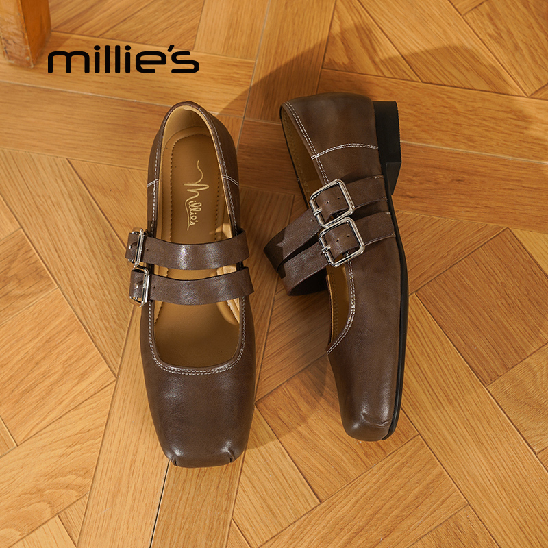MILLIE'S/妙丽真皮玛丽珍鞋女