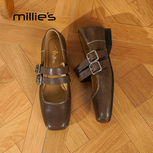 MILLIE'S/妙丽真皮玛丽珍鞋女
