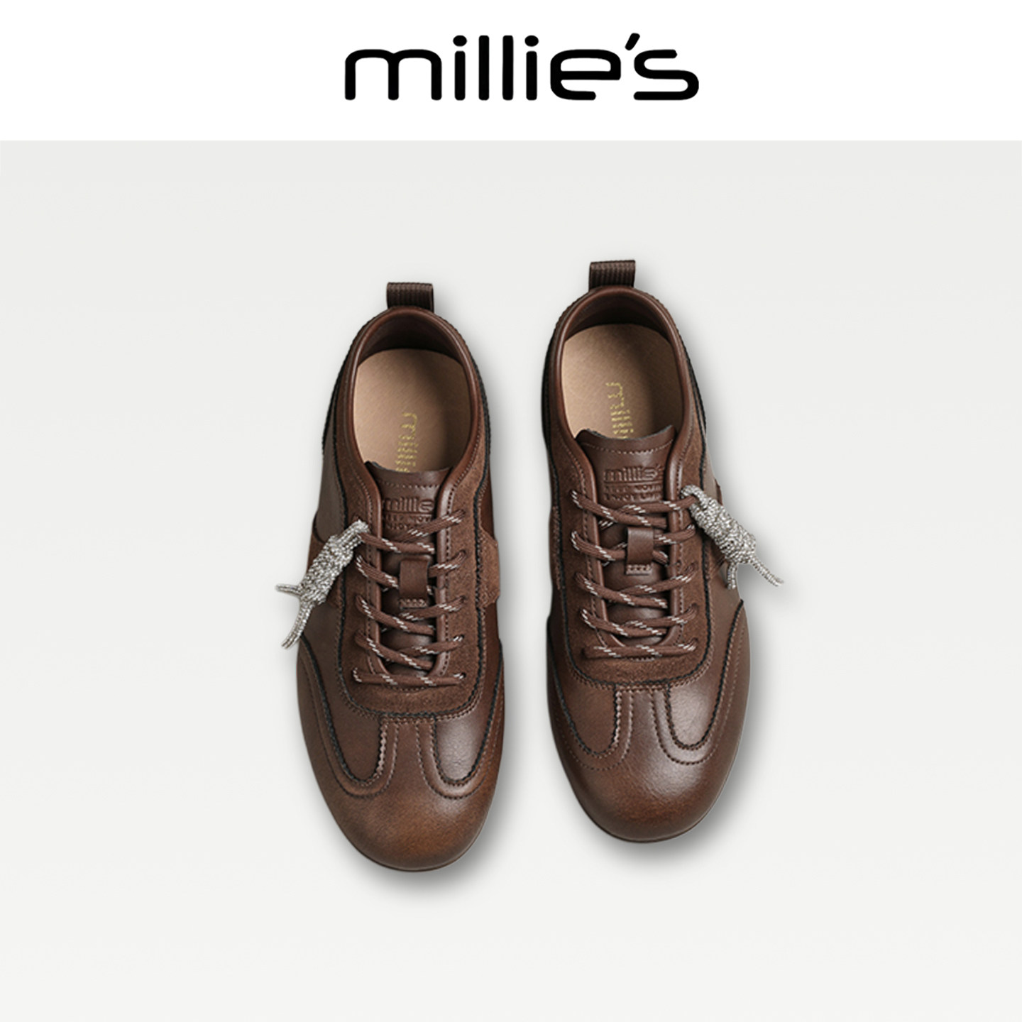 MILLIE'S/妙丽德训鞋女2026新款秋季复古休闲百搭平底软底跑步鞋C