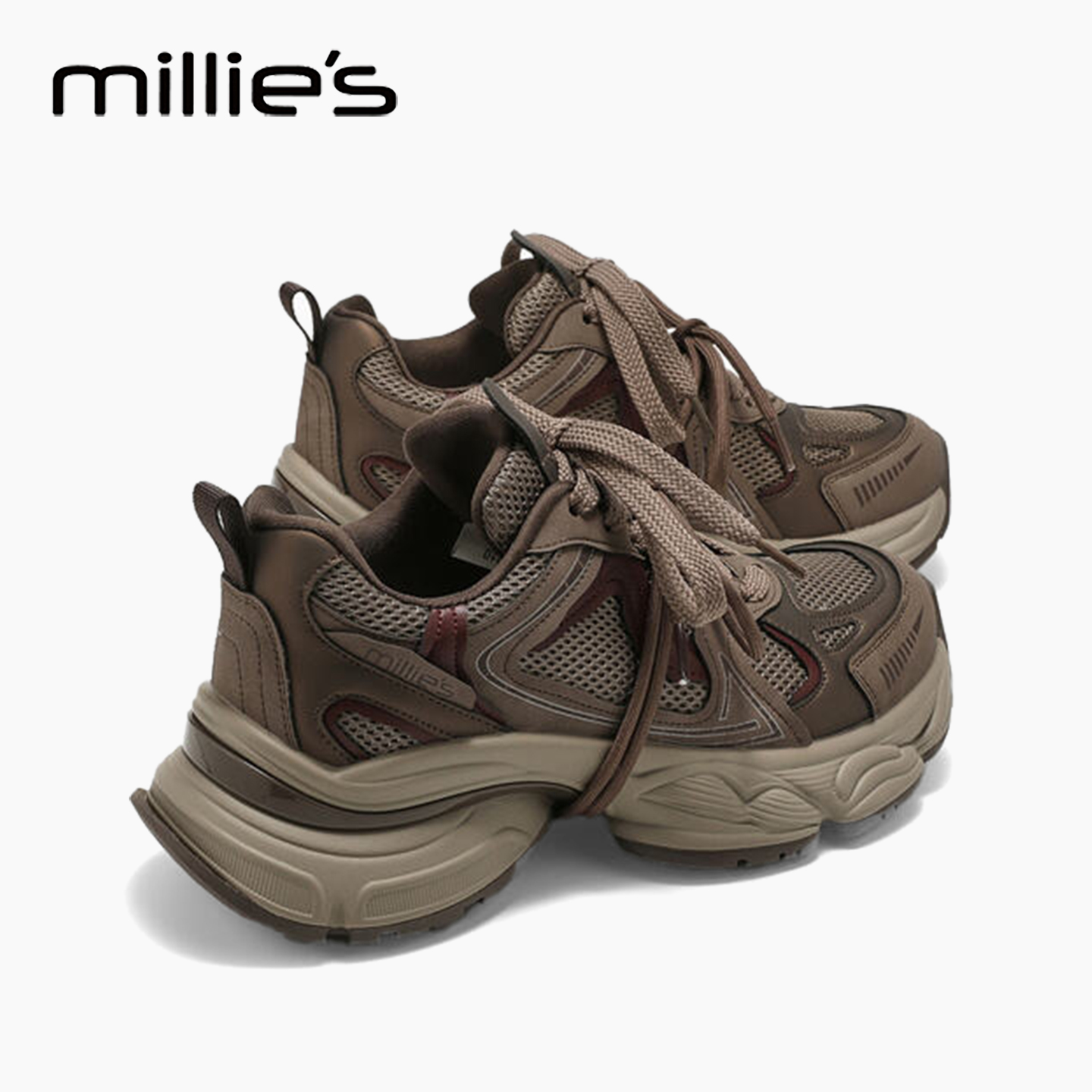 MILLIE'S/妙丽网面厚底老爹鞋