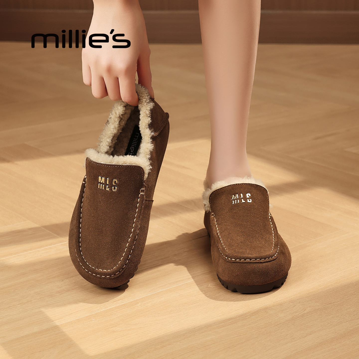 妙丽冬季新款加绒豆豆鞋巨好看