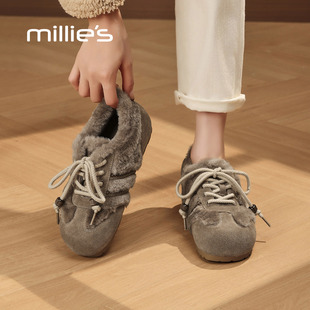 女鞋 2025冬季 德训鞋 子Z 棉鞋 妙丽加绒勃肯鞋 毛毛鞋 MILLIE 新款