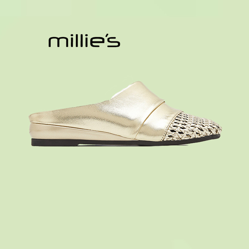 MILLIE'S/妙丽牛油皮凉鞋女