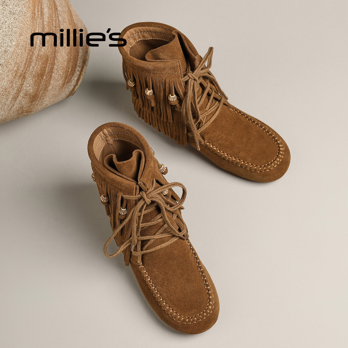 MILLIE'S妙丽女靴加绒流苏巨好看