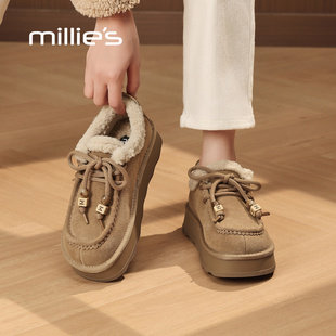 秋冬厚底粗跟真皮大头皮靴切尔西靴短靴女Z 妙丽2025新款 MILLIE