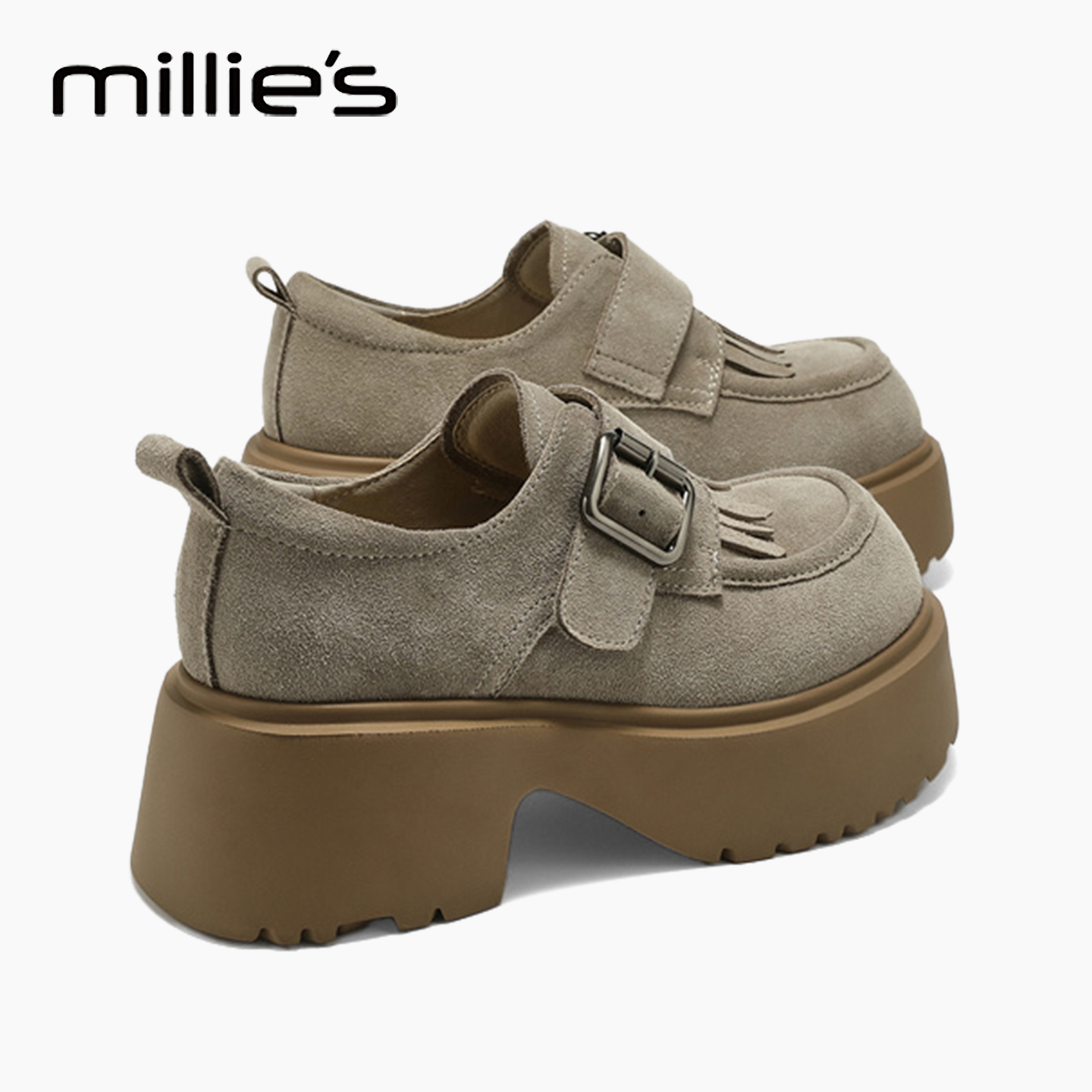 MILLIE'S/妙丽真皮厚底单鞋