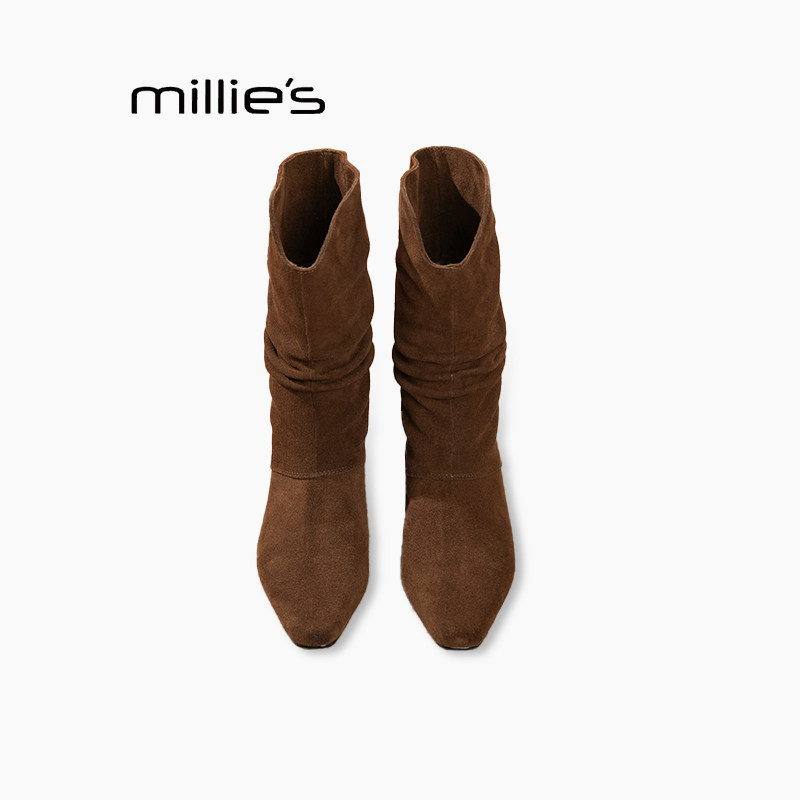 MILLIE'S/妙丽低跟休闲百搭弹力靴女复古西部靴女显高瘦瘦袜靴女Q,女鞋,马丁靴,淘宝优惠券,粉丝福利购,淘宝优惠卷