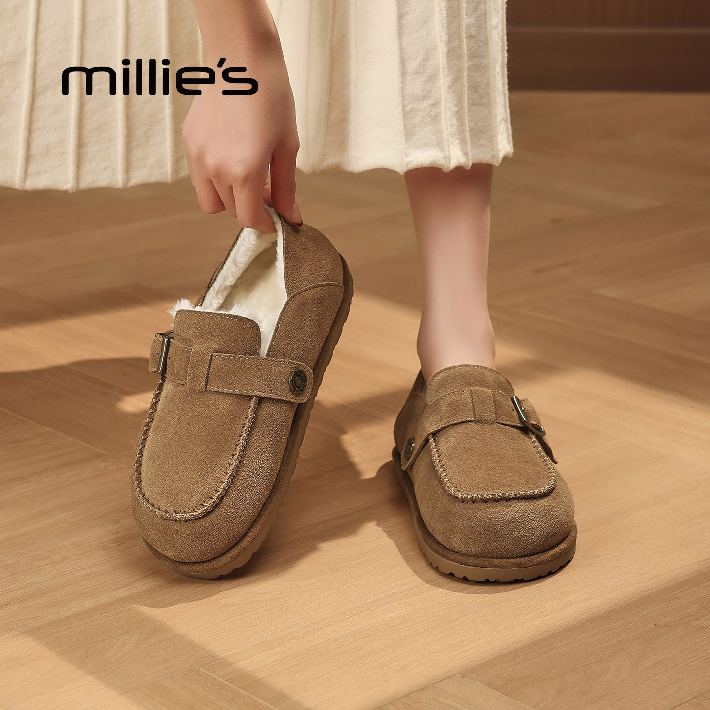 MILLIE'S/妙丽真皮厚底休闲鞋