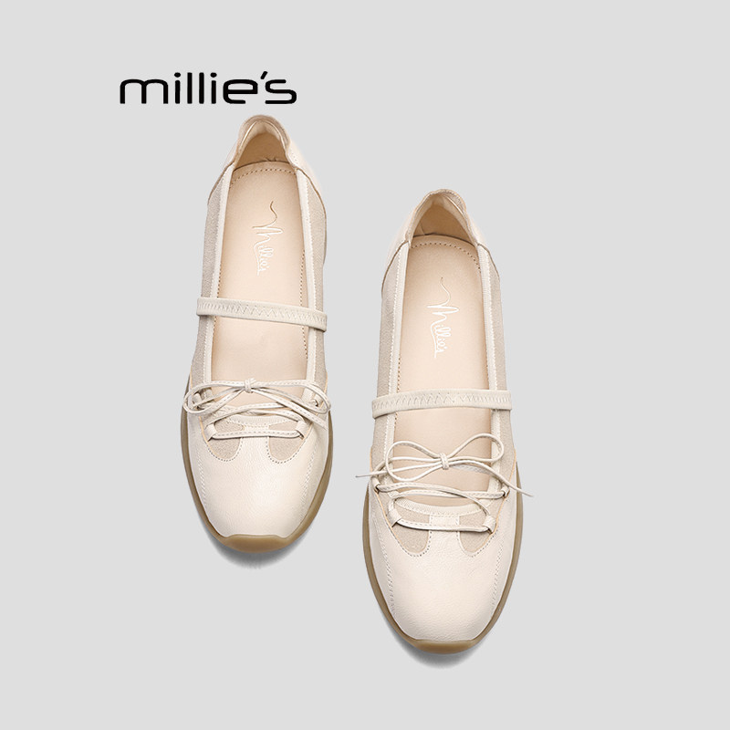 MILLIE'S/妙丽浅口单鞋女2026春季新款平底百搭一脚蹬通勤鞋Q,女鞋,浅口单鞋,淘宝优惠券,粉丝福利购,淘宝优惠卷
