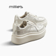 小白鞋 妙丽女鞋 新款 MILLIE 复古休闲板鞋 2026春秋季 厚底面包鞋