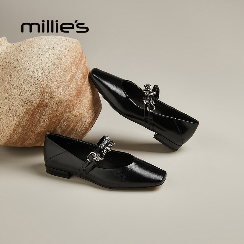 MILLIE'S/妙丽真皮玛丽珍鞋女