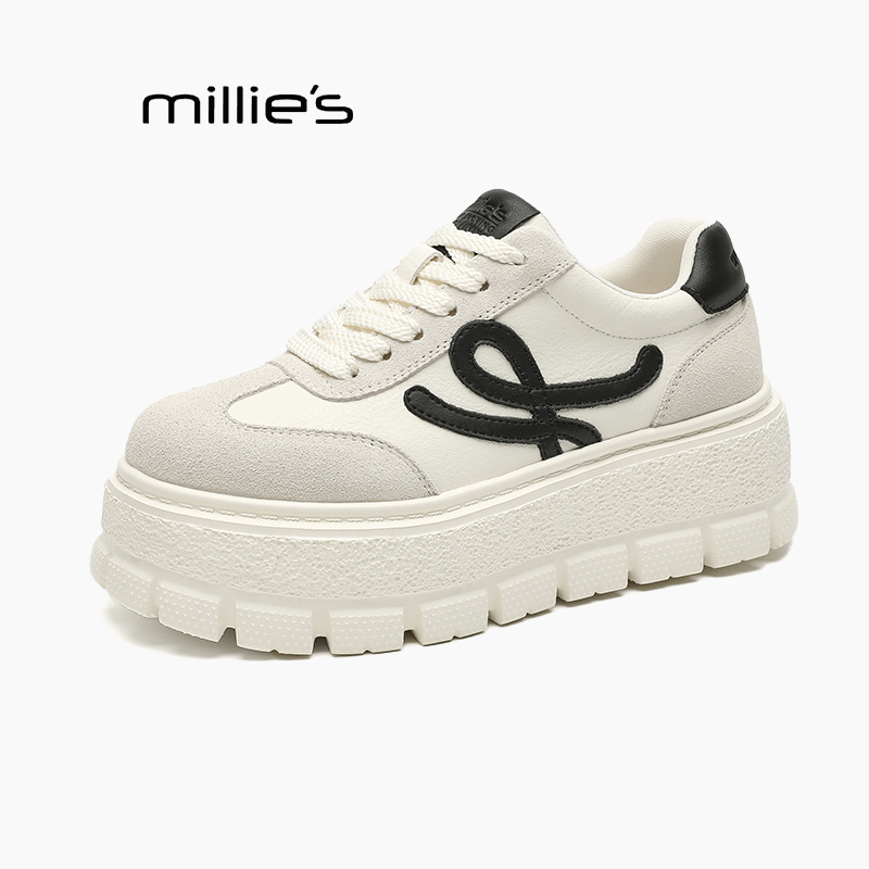 妙丽真皮厚底小白鞋巨好看