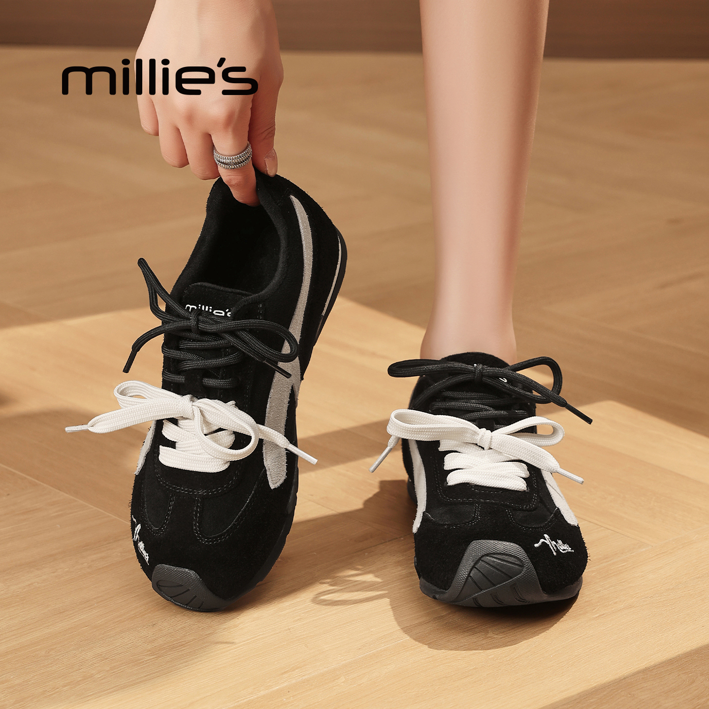 MILLIE'S/妙丽真皮德训鞋女