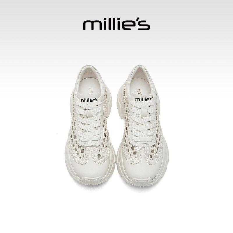 MILLIE'S/妙丽真皮厚底老爹鞋女