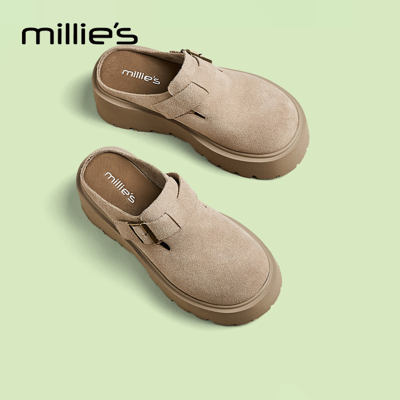 MILLIE'S/妙丽厚底包头拖鞋女