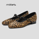 气质低跟单鞋 MILLIE 豹纹玛丽珍鞋 女一字带芭蕾舞鞋 妙丽法式