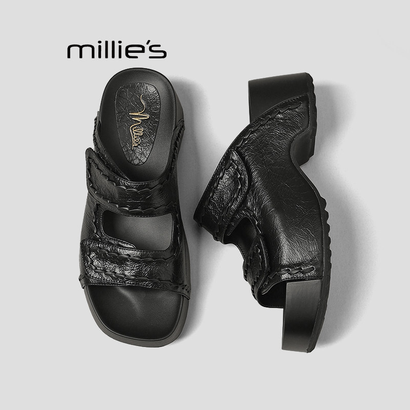 MILLIE'S/妙丽厚底勃肯鞋巨好看夏季小个子增高拖鞋休闲外穿凉鞋P