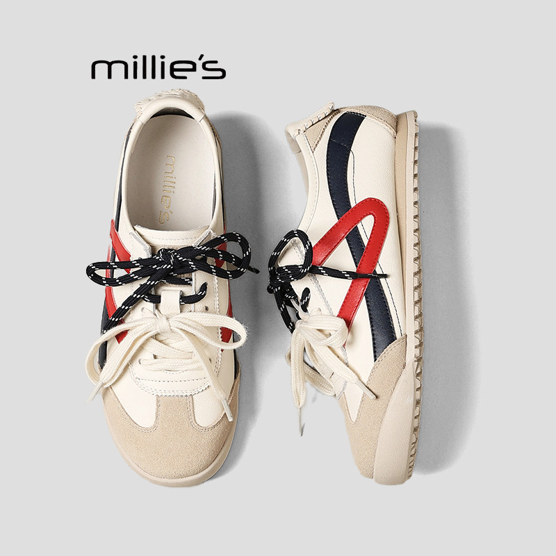 MILLIE'S/妙丽平底德训鞋女春季新款舒适软底休闲百搭拼色运动鞋Q,女鞋,时尚休闲鞋,淘宝优惠券,粉丝福利购,淘宝优惠卷