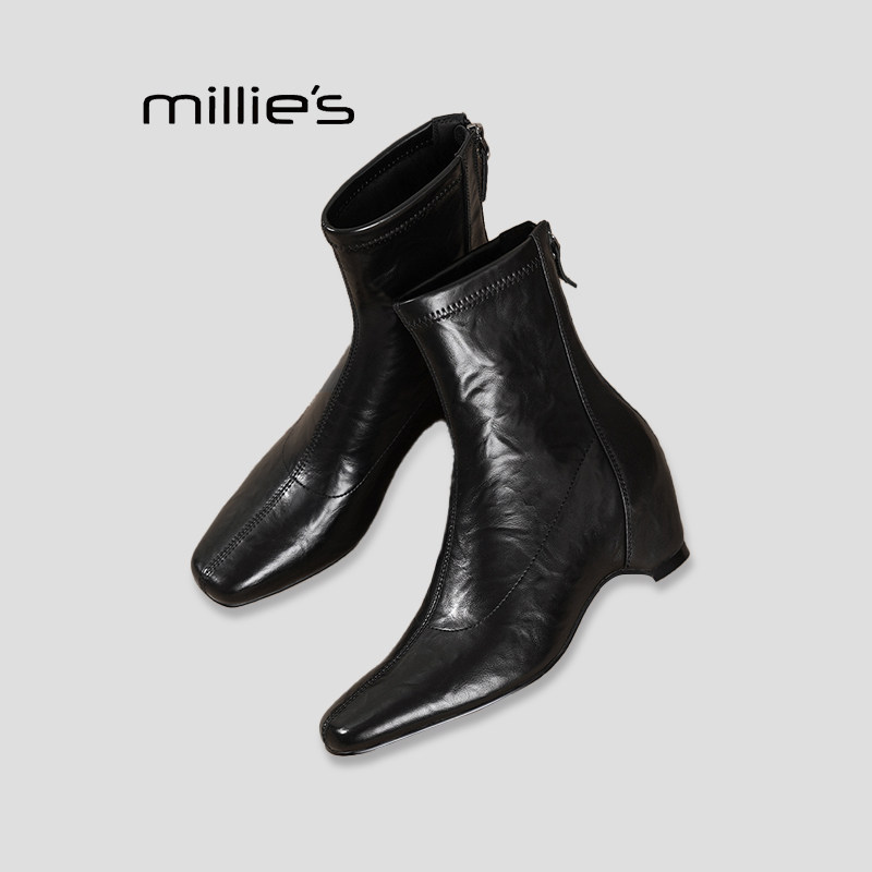 MILLIE'S/妙丽真皮短靴女