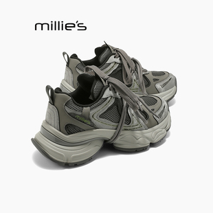 女鞋 妙丽2025新款 复古风女休闲鞋 百搭厚底老爹鞋 MILLIE 运动鞋