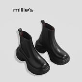 MILLIE 百搭厚底短靴女英伦风切尔西靴HQ 秋冬时尚 妙丽2026新款