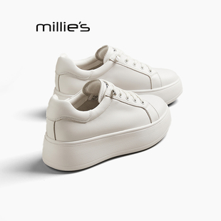 小个子增高百搭板鞋 妙丽厚底真皮小白鞋 新款 女2025春季 MILLIE