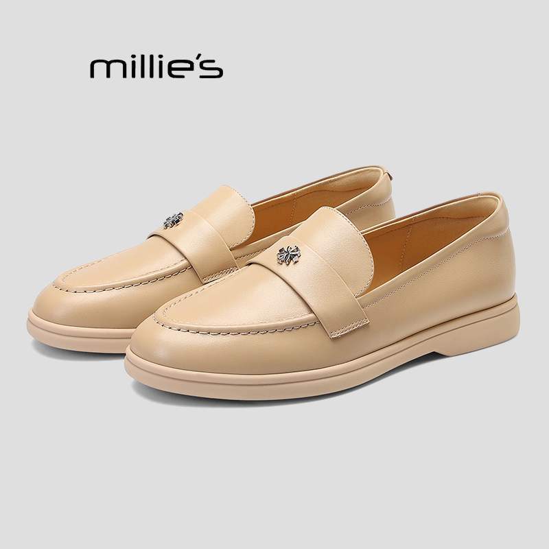 MILLIE'S/妙丽春季老钱风一脚蹬乐福鞋女真皮舒适平底单鞋百搭Q,女鞋,勃肯鞋/软木鞋,淘宝优惠券,粉丝福利购,淘宝优惠卷
