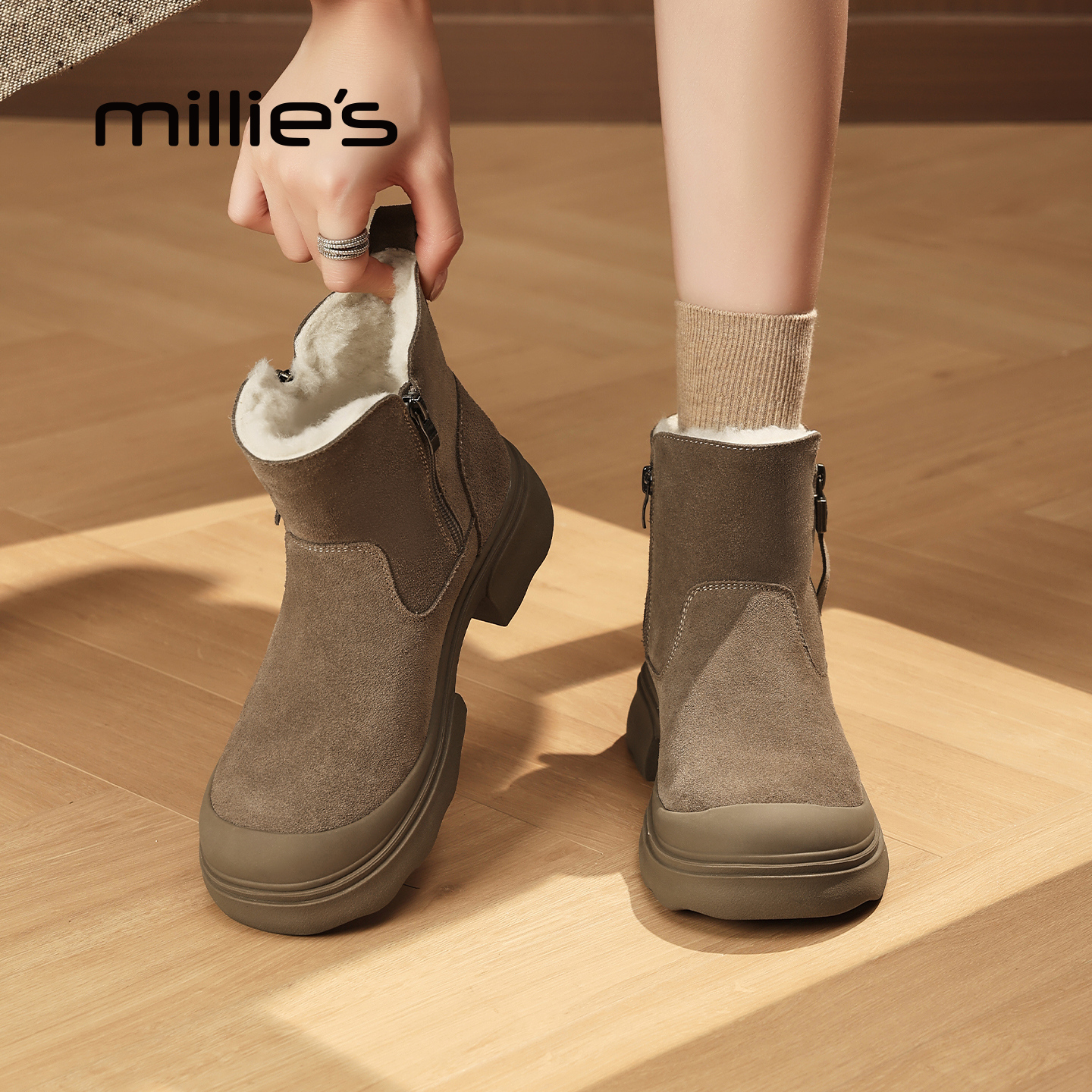 MILLIE'S/妙丽厚底短靴女