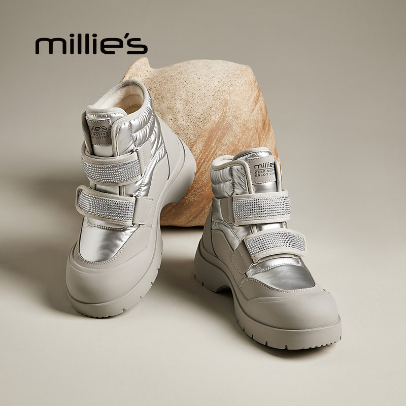 MILLIE'S/妙丽真皮厚底雪地靴