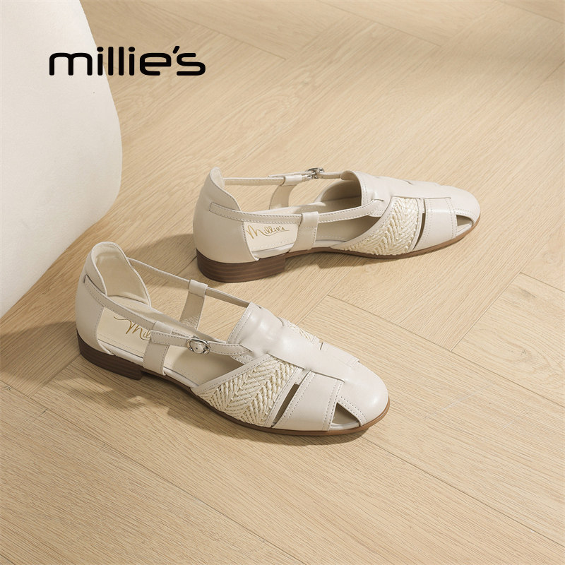 MILLIE'S/妙丽法式复古凉鞋女