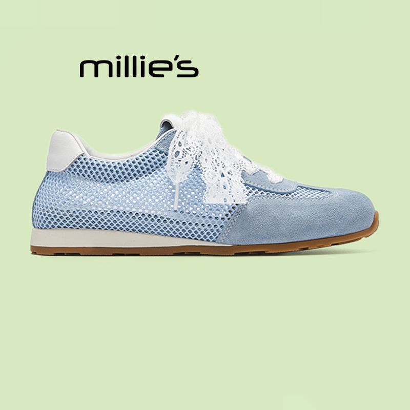 MILLIE'S/妙丽真皮网面阿甘鞋