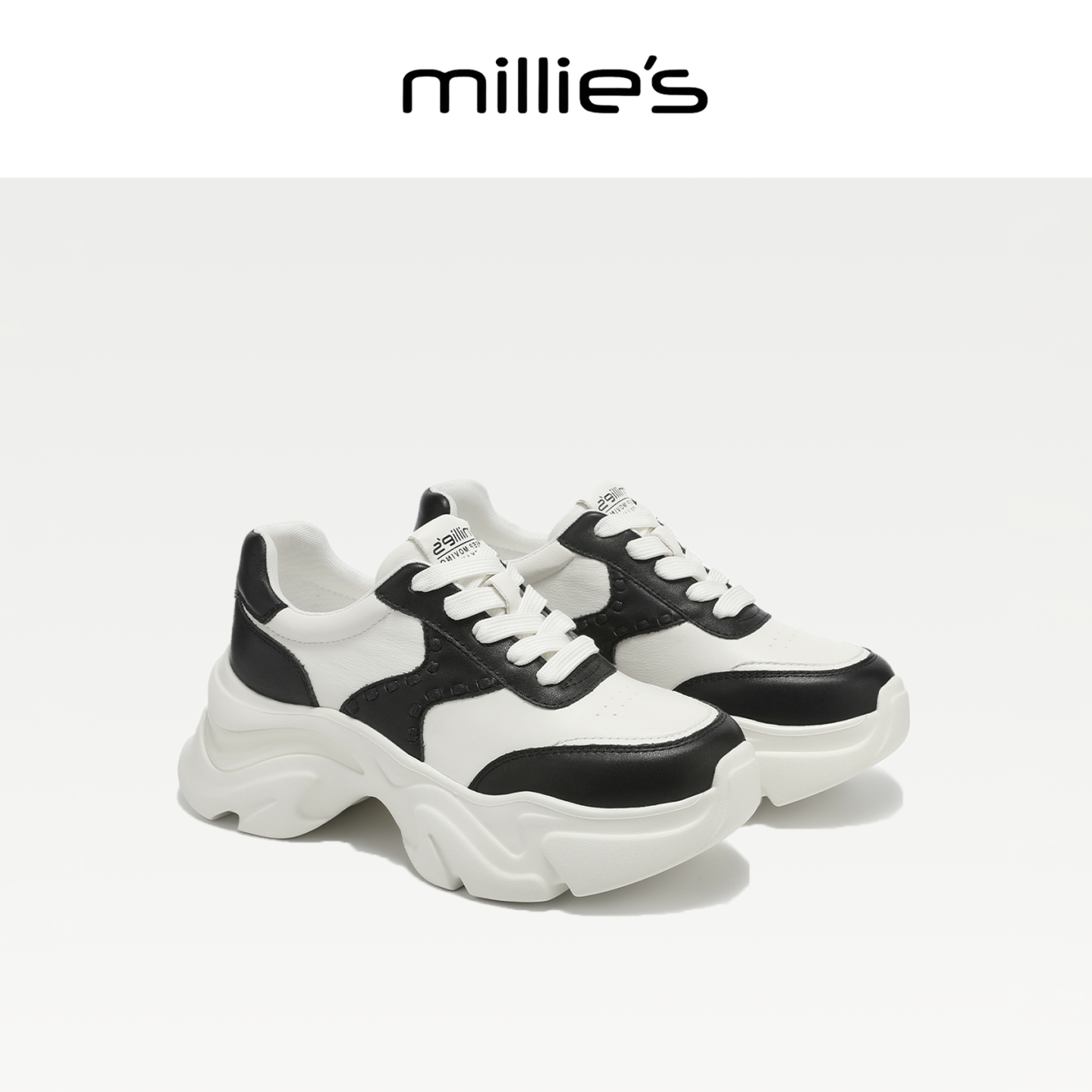 MILLIE'S/妙丽真皮松糕老爹鞋