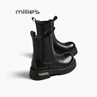 新款 妙丽女靴切尔西靴百搭2025秋冬季 增高烟筒靴短靴字Z MILLIE