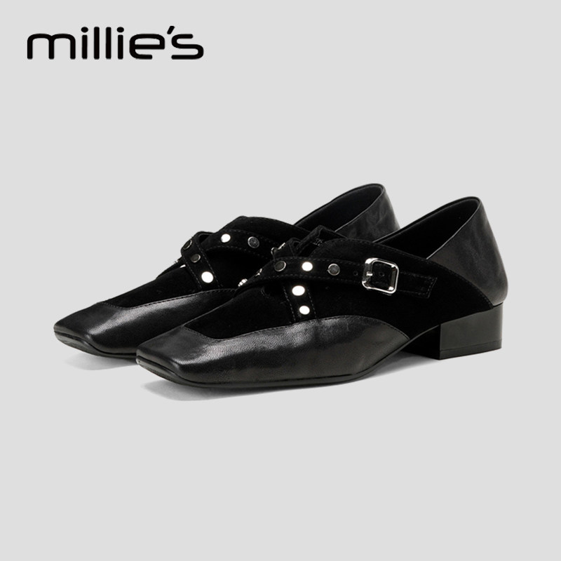 MILLIE'S/妙丽真皮厚底单鞋
