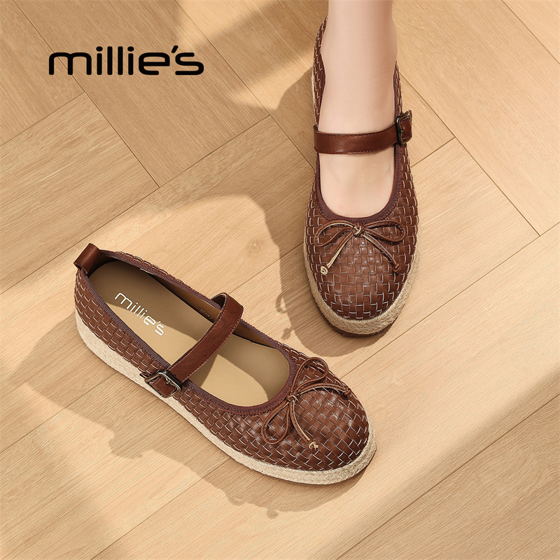 MILLIE'S/妙丽真皮编织渔夫鞋
