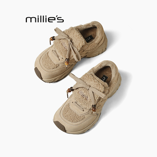 复古显瘦运动休闲加绒阿甘鞋 MILLIE 子2025冬新款 妙丽软底棉鞋