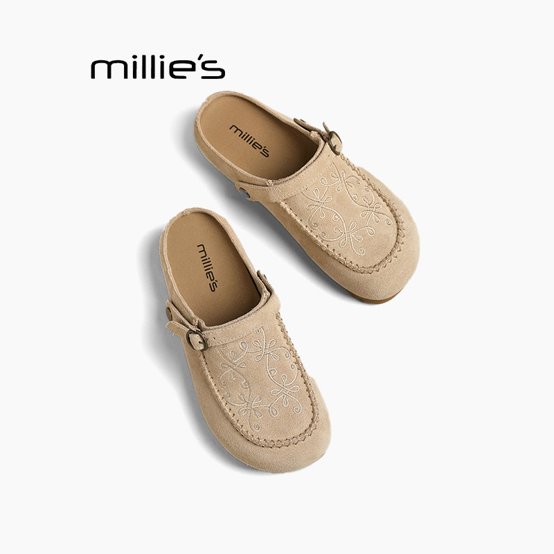 MILLIE'S/妙丽一脚蹬平底单鞋鞋秋季新款舒适复古简约百搭半拖鞋Z,女鞋,时尚休闲鞋,淘宝优惠券,粉丝福利购,淘宝优惠卷