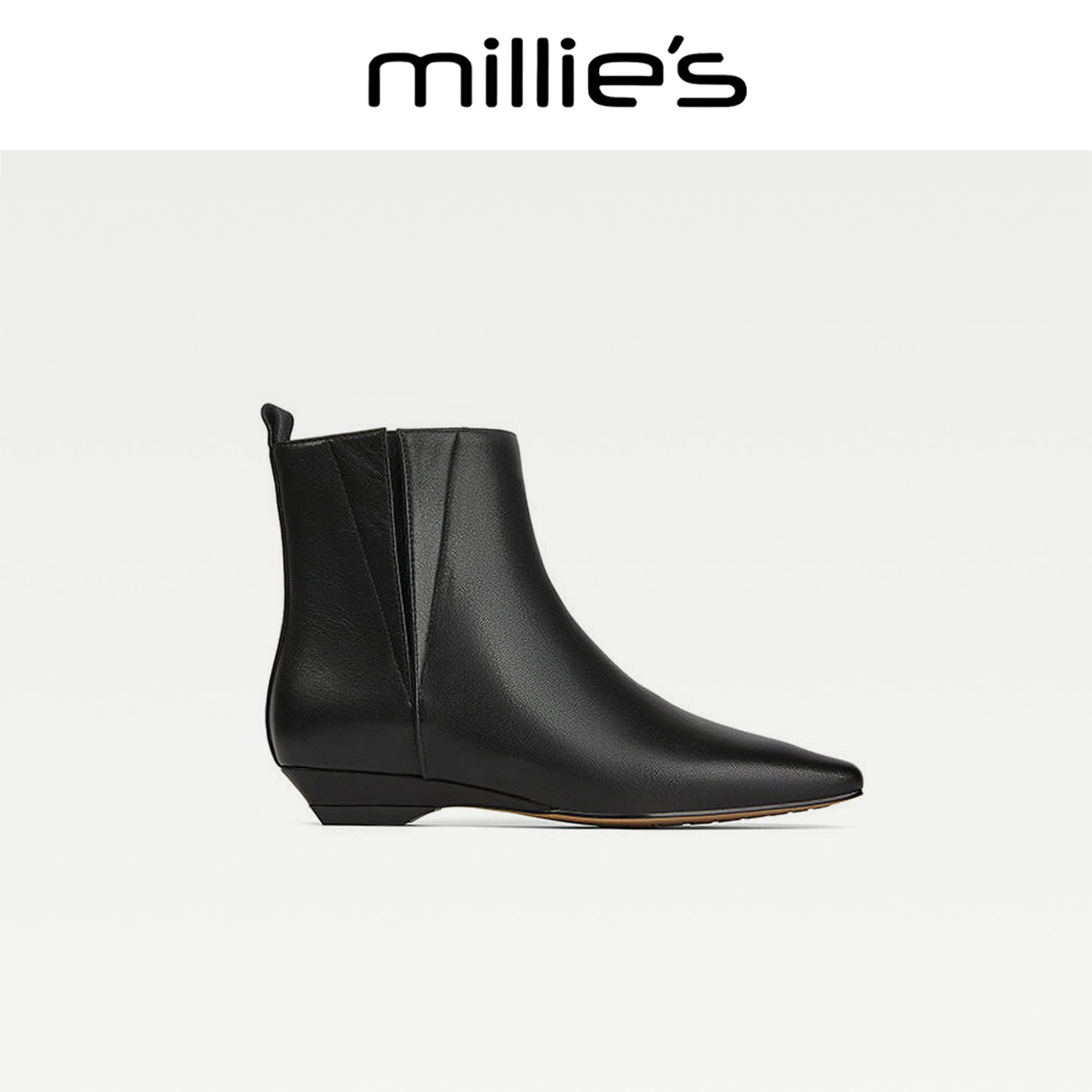 MILLIE'S/妙丽真皮尖头马丁靴女