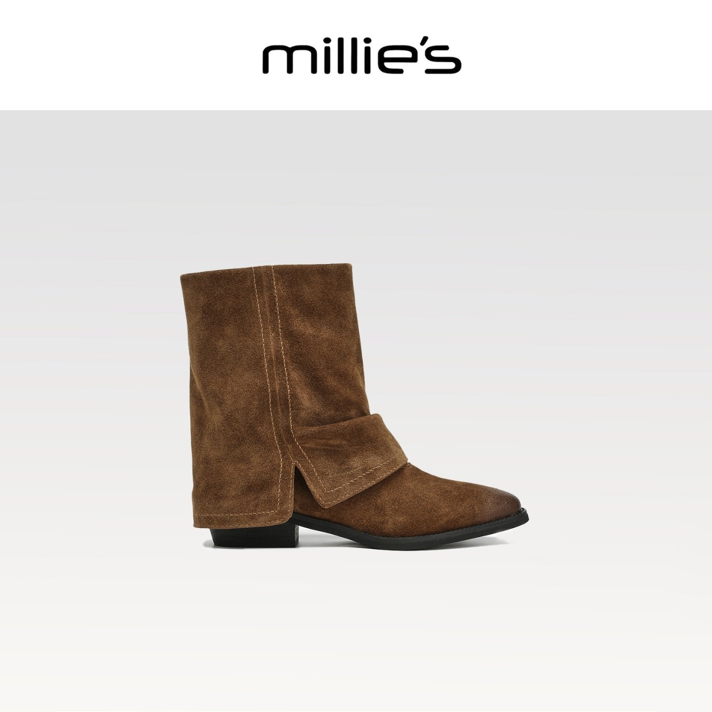MILLIE'S/妙丽2026新款秋冬复古西部牛仔靴女百搭短靴切尔靴CP