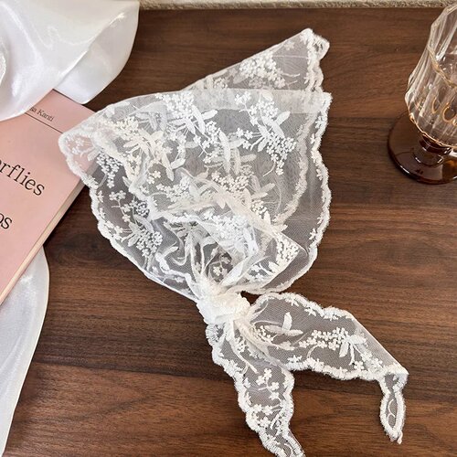 White Lace Bandana Floral Summer Woven Headbands Hair Band