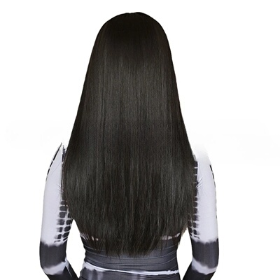 Daily wig female black long straight whole wig headgear mat