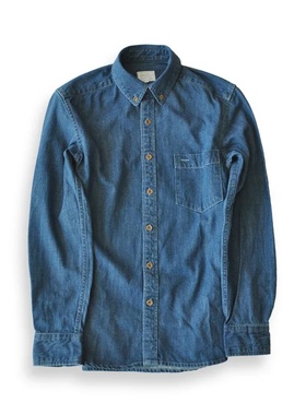 SauceZhan Chambray shirt  men shirt long sleeve Denim Shirt