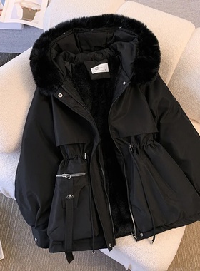 Fleece Lined Hood Down Jacket Winter Coat for Women Warm Dr
