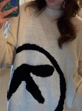 Men's Sweater Aphex Twin Knit Winter Oversized Vintage Long