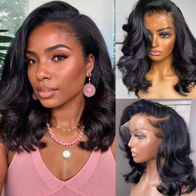Body Wave Short Bob Wig 200 Density 13x4 Lace Front Human Ha