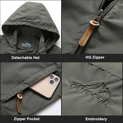 Windbreaker Men Tactical Jacket Waterproof Outdoor Hooded C